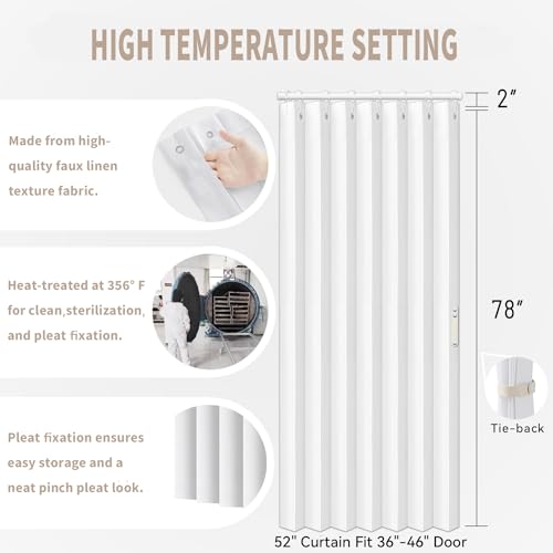 Pleated Folding Curtains for Doorway (White / 52"W x 78"L (Pack of 1))