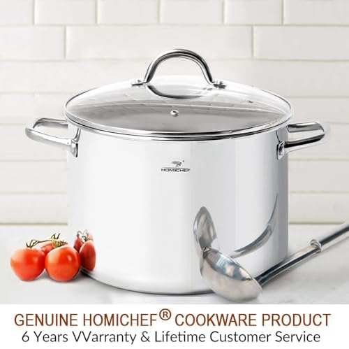12 Quart LARGE Stock Pot with Glass Lid (12 Quarts / Mirror Polished Stainless Steel)
