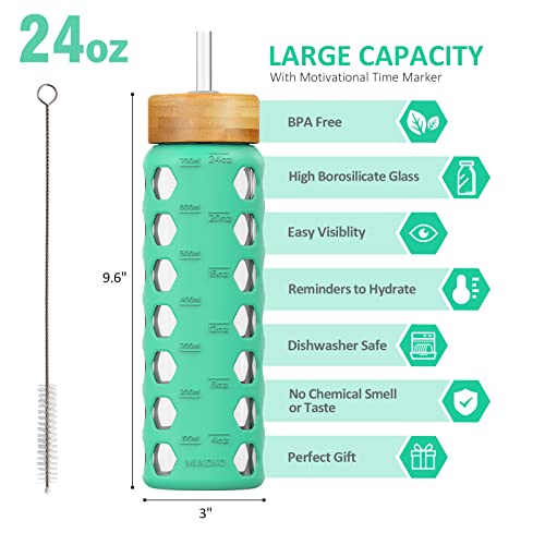 24oz Glass Water Bottle (Green / 24 Ounces)
