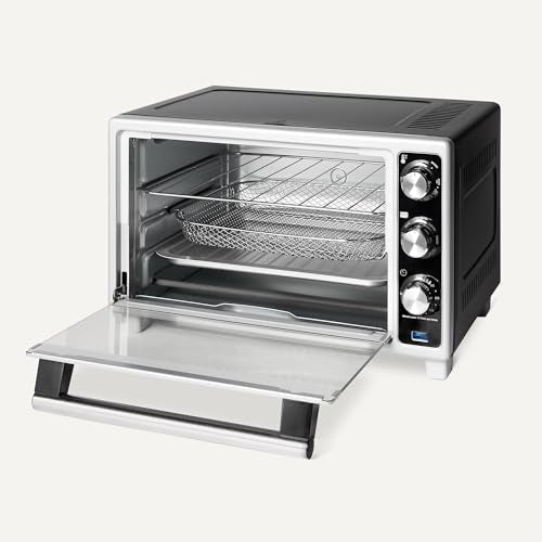 6-Slice 23-QT Toaster Oven with Built-In Air Fryer, 7-In-1 Cooking Options, 60-Min Timer & Adjustable Temperature (200°F - 450°F), With Accessories, 1500W, Stainless Steel, Silver/Gray
