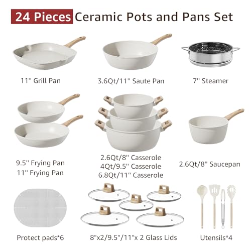24Pcs Pots and Pans Set Non Stick