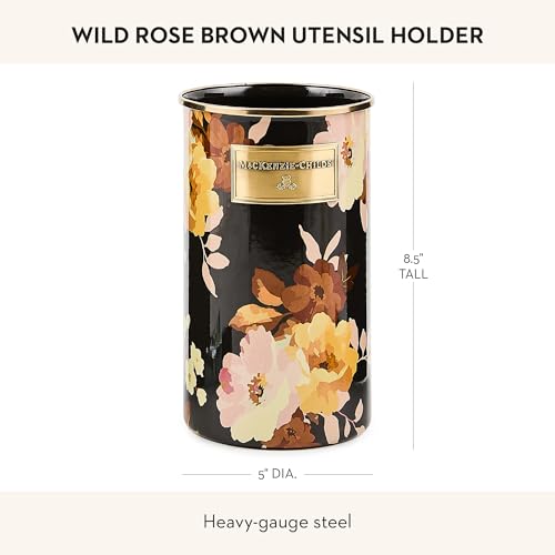 Enamel Utensil Holder (Brown Wild Rose)