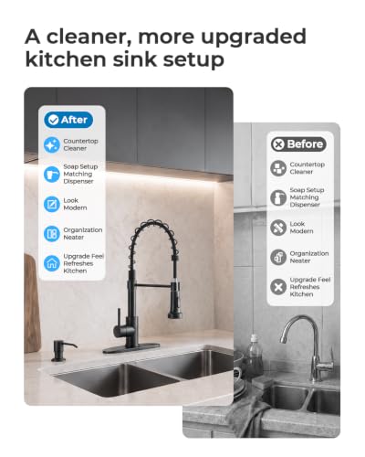 Utility Sink Faucet with Sprayer and Soap Dispenser (Matte Black)