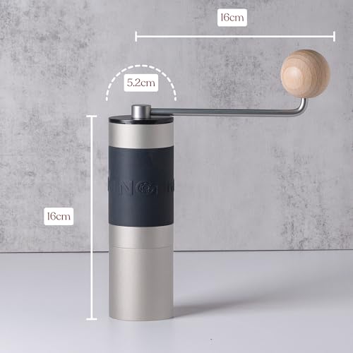 Sliver】KINGrinder K1 Manual Coffee Grinder Straight Handle Stainless Burr (Sliver)