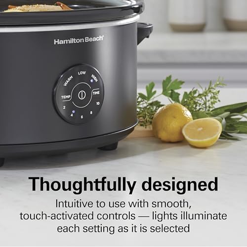 7 Quart Set & Forget Portable Programmable Slow Cooker (7 Quarts, 15 Cooking Options, Lid Latch, Black)