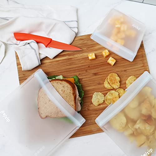 re) zip Reusable Sandwich Bags, Leakproof, 28 oz, 10-Pack, Clear (10 Pack / Clear)