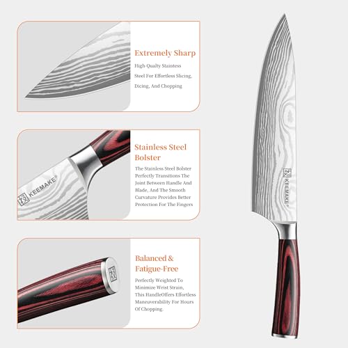 5 Pieces Kitchen Knife Set (Red 5pcs)