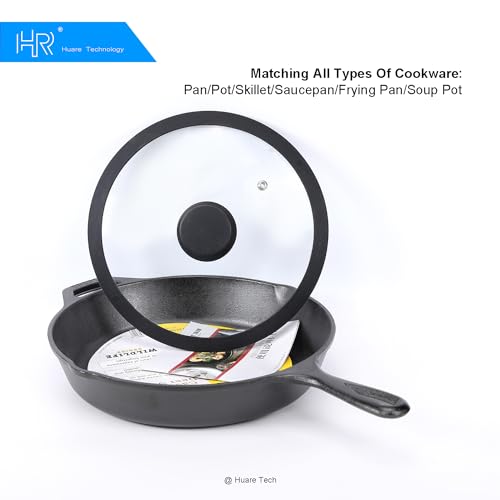 HR Huare Vented Tempered Glass Cookware Lid Black 1 Pack (12" / Black)