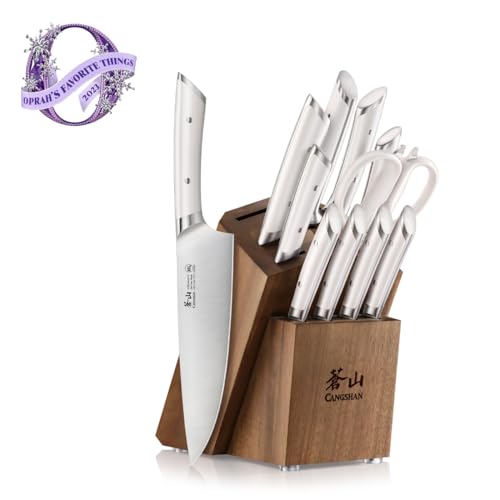 HELENA Series German Steel Forged Knife Block Set (12-Piece / White)
