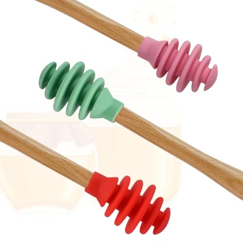 3 Pack Silicone Honey Dipper Sticks (Red/Pink/Green)