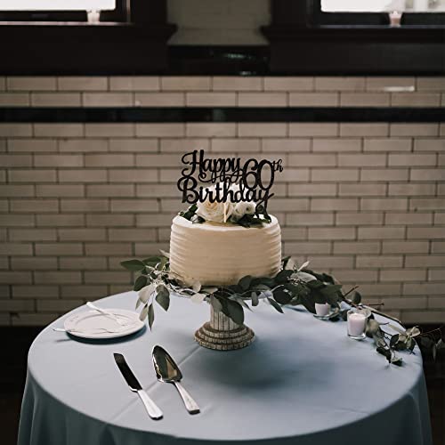 1 PCS Happy 60th Birthday Cake Topper Glitter Cheers to 60 Years Birthday Cake Pick 60 Fabulous Cake Decoration for Happy 60th Birthday Anniversary Party Decorations Supplies Black (Black / 60th)