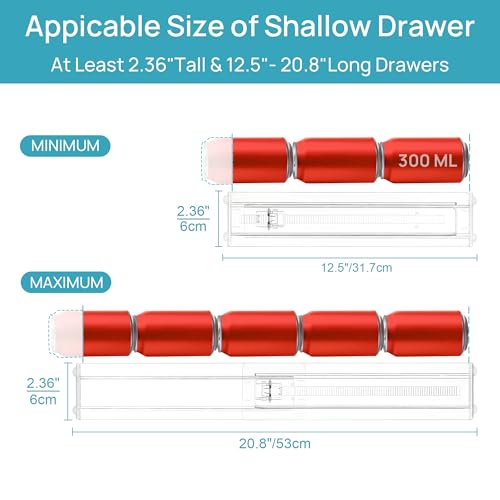 4 Pack Shallow Drawer Dividers (2.36" H, 12.5"-20.8" L)