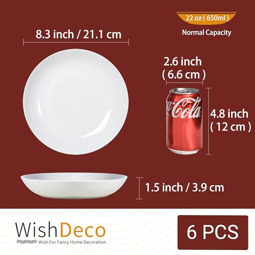 White Pasta Bowls Set of 6 (8 inch / 22 oz)