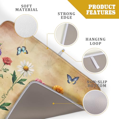 Inspirational Flower Dish Drying Mat (Vintage Floral 0317 / 24" x 18")