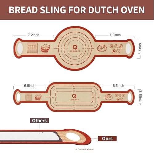 Silicone Sourdough Bread Sling Mat (2Pcs Oval+Round Red)