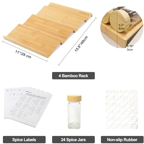 Spice Drawer Organizer with 24 Bamboo