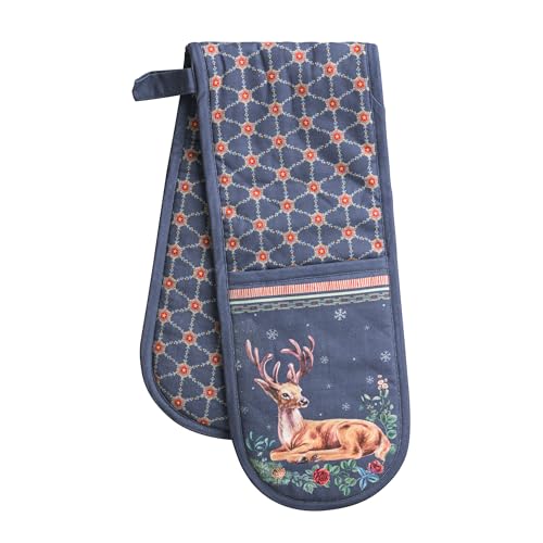Double Oven Mitts 100% Cotton Double Oven Glove (086 - Christmas Joy / 7" x 35" (Double Oven Mitt))