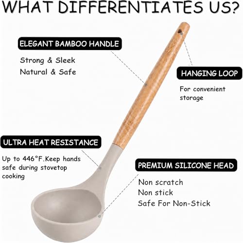 Silicone Cooking Kitchen Utensils Set (Khaki)