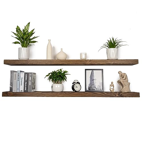 Floating Shelves 60 inch Long 8 "deep Set of 2 (Distressed Black Walnut / 60'' x 8''x 2''(set of 2）)
