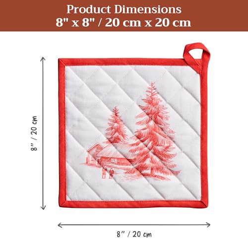 Pot Holders 100% Cotton Potholders (120 - Winter Jouy / 8" x 8" (Pot Holder Pack of 2))