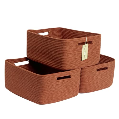 Large Storage Baskets for Shelves (3pcs-L17×W13×H7.5" / Oxide Red)