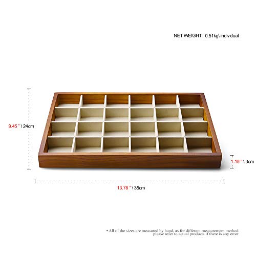 Solid Wood Jewelry Tray (Creamy-white 24 grid tray)