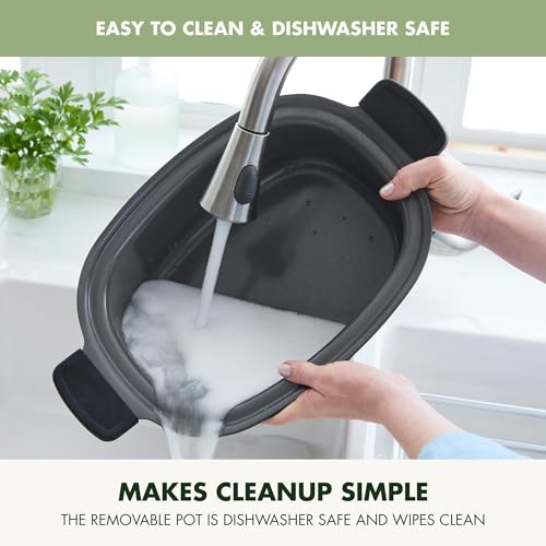 Elite 14-in-1 Nonstick 6QT Electric Slow Cooker, PFAS-Free Ceramic Multi-Cooker, In-Pot Browning, Dishwasher Safe Lid & Removable Crock, Stainless Steel Steamer, Silicone Handles, Sage Green (6 Quarts / Sage Green)