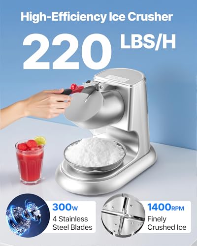Ice Crusher Machine (Silver / 220LBS/H-Heightened)