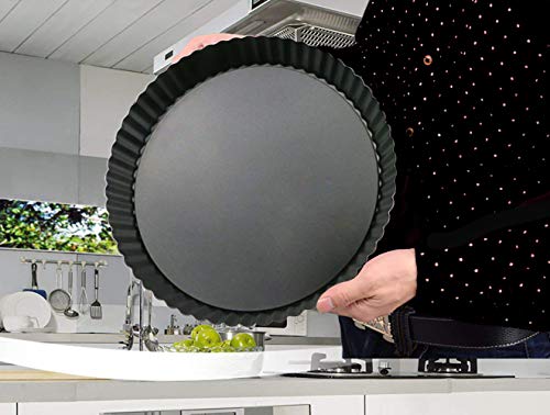 12 Inch Non Stick Tart Quiche Flan Pan Molds Round Removable Loose Bottom Fluted Heavy Duty Pie Pizza Pan (12 Inch)