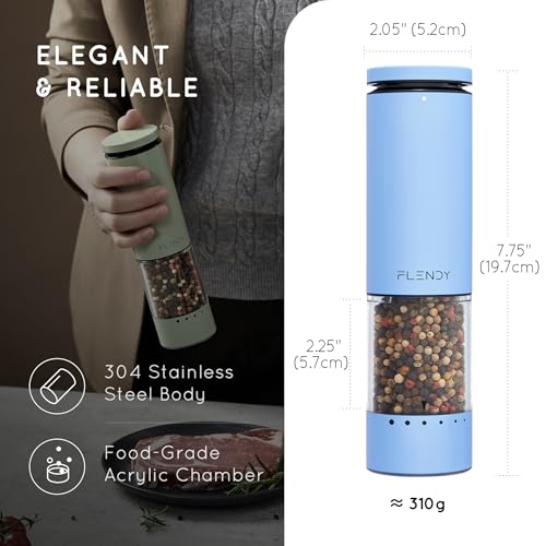 Rechargeable Electric Salt and Pepper Grinder Set with Charging Base (Set of 2 with Charging Base / Blue)