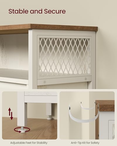 Buffet Cabinet (Without Power Outlet and Light / 11.8"D x 27.6"W x 31.5"H / Rustic White + Honey Brown)