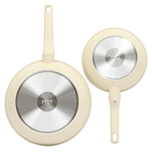 Barnsdall 2 Piece 8 & 10 Inch Aluminum Fry Pan Cookware Non (8 & 10 Inches / Linen)
