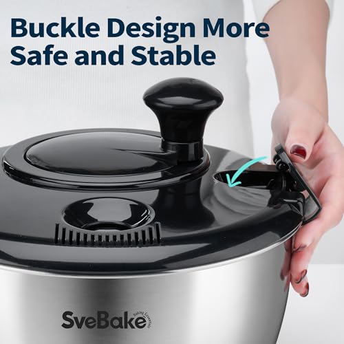 Stainless Steel Salad Spinner (Black Lid)