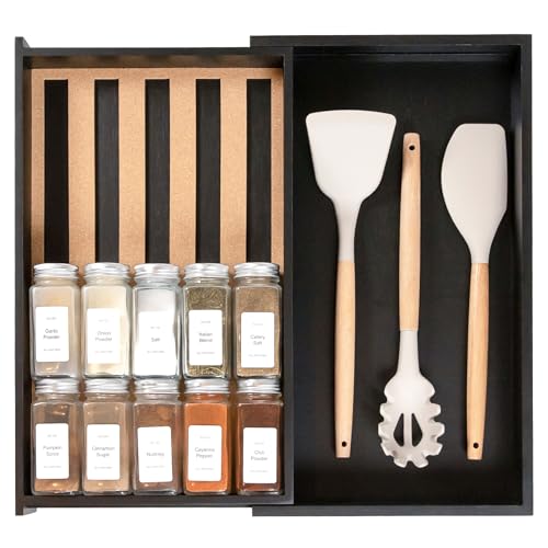 Expandable Spice Drawer Organizer (Black Bamboo)