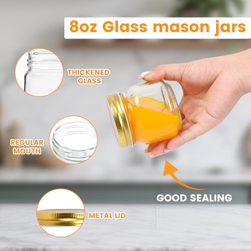 30 Pack Mason Jars 8oz with Glod Lids (Gold Lids-8oz)