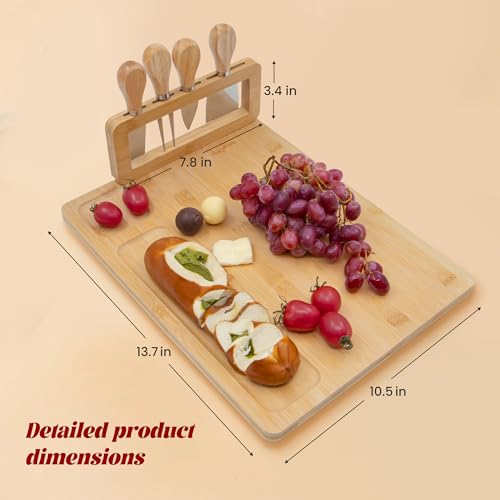 Bamboo Charcuterie Boards Cheese Board Knife Set (13" x 7.9" x 0.6")