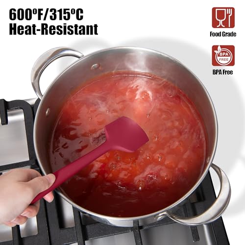 600°F Heat Resistant Silicone Large Spatula (11.4in (Flat Spatula) / Red)