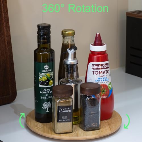 10 Inch Bamboo Wood Lazy Susan Organizer for Cabinet
