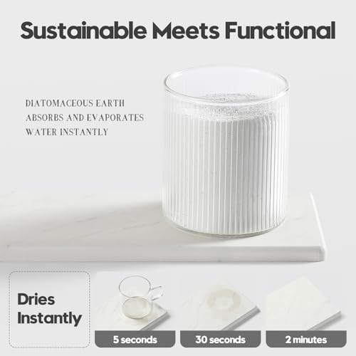 2PCS Diatomite Marble Stone Drying Mat for Kitchen Counter (2 Pack - Marble Pattern - 8"x 3.8")