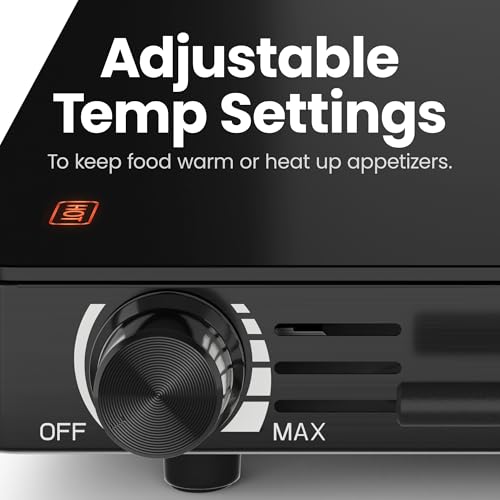 Electric Warming Tray with Adjustable Temperature Control (Black)