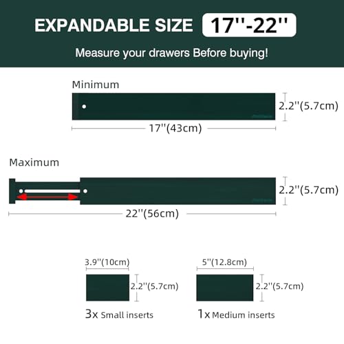 Expandable Bamboo Drawer Dividers (Dark Green)
