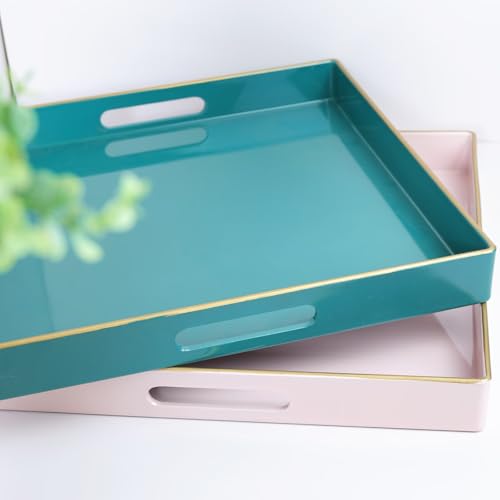 Green Decorative Serving Tray with Handles (Dl06re)