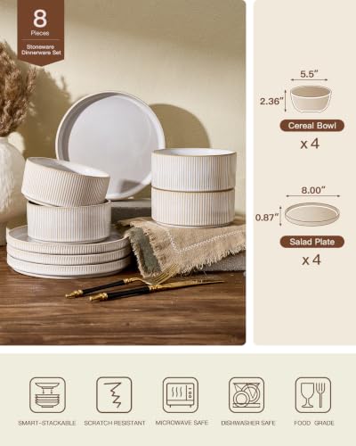 Ceramic Dinnerware Sets for 4 (Cappuccino White)