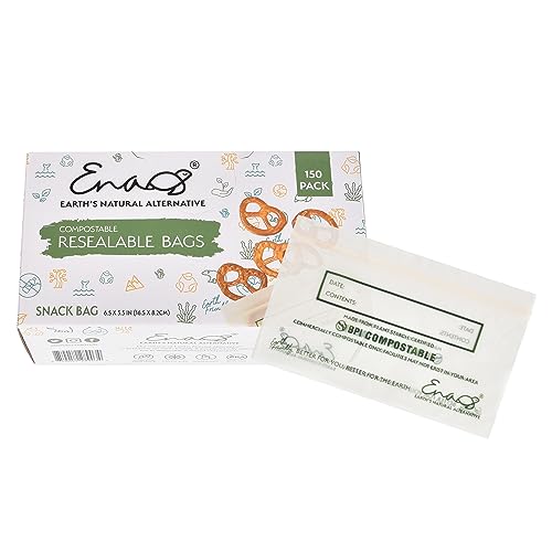 100% Compostable Food Storage Bags [Snack 150 Pack] Eco (150 Count)