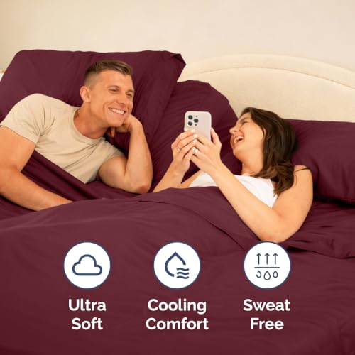 Flex Top Split Head King 4 Piece Sheet Set (25 - Burgundy / Split Head/Flex Top)