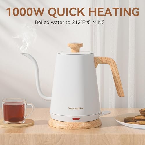 Electric Gooseneck Kettle with Thermometer (WHITE)