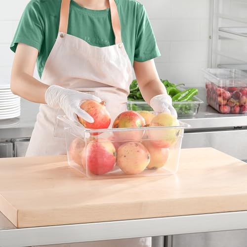 Half Size Food Containers 6 Pack 6 Inch Deep Hotel Pan Clear BPA free Polycarbonate Stackable Food Storage Container for Kitchen Business and Food Serving (1/2 Size / 6" Deep)