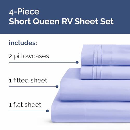 Short Queen Size 4 Piece Bed Sheet Set (35 - Lavender / Short Queen)