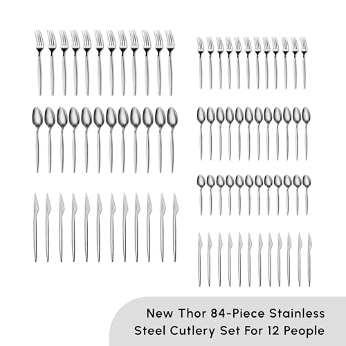 Thor 84 Piece Table Silverware Cutlery Set with Box