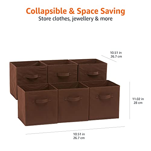 Collapsible Fabric Storage Bins with Handles (Brown / 10.5"x10.5"x11")
